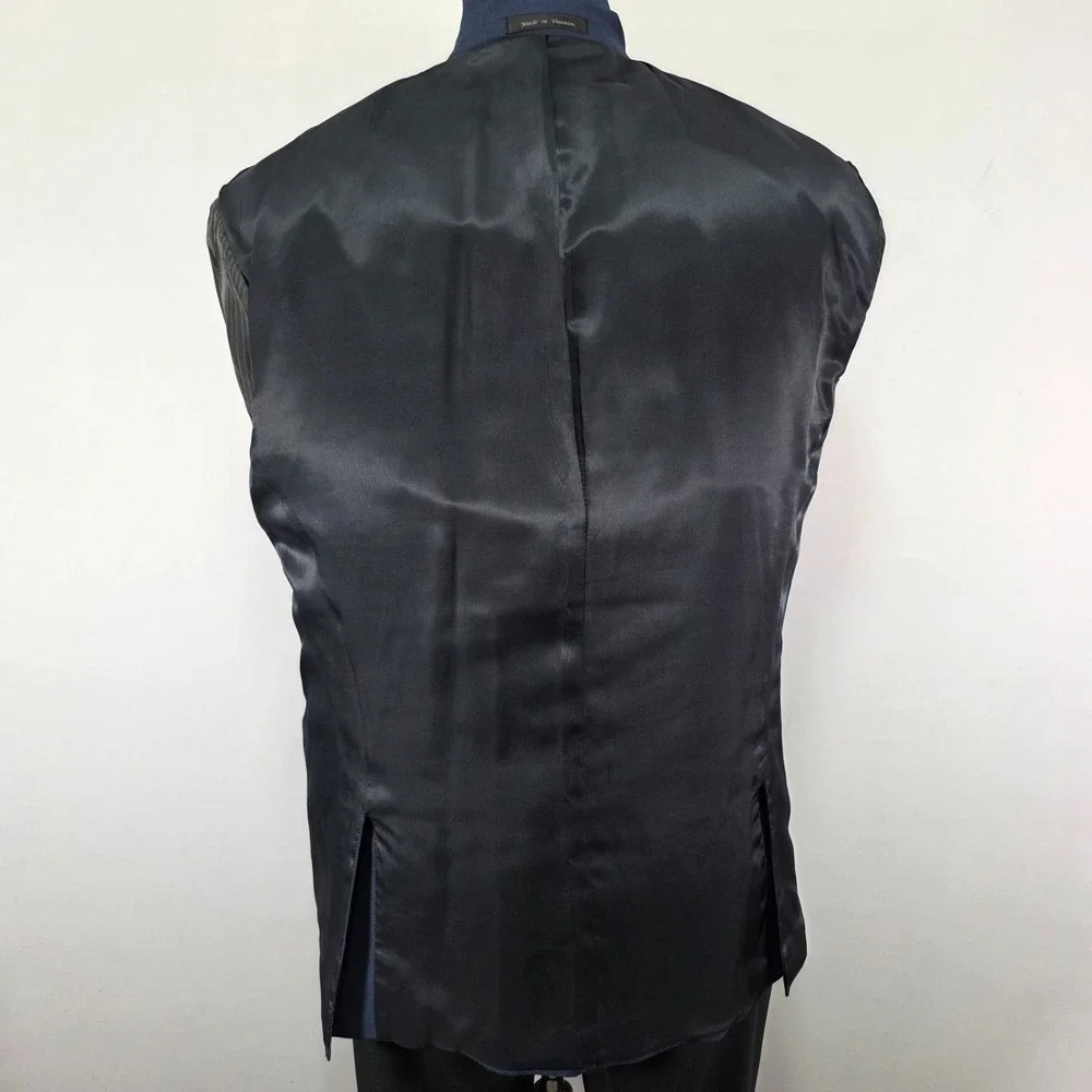 Calvin Klein Men's Sport Coat Blazer Two Button Navy Herringbone Poly Blend 48R